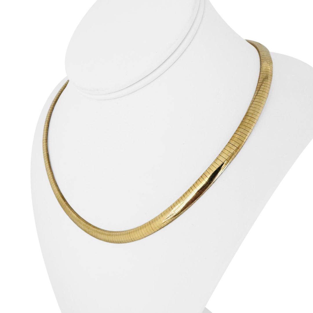 14k Yellow Gold 43g Solid Heavy 6mm Omega Link Necklace Italy 18"