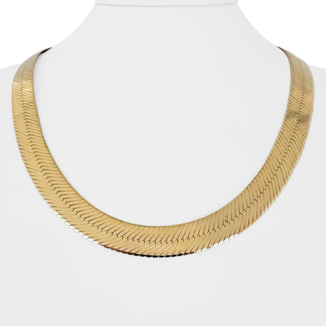 14k Yellow Gold 41.2g Solid Heavy 10mm Herringbone Link Necklace Italy 20"