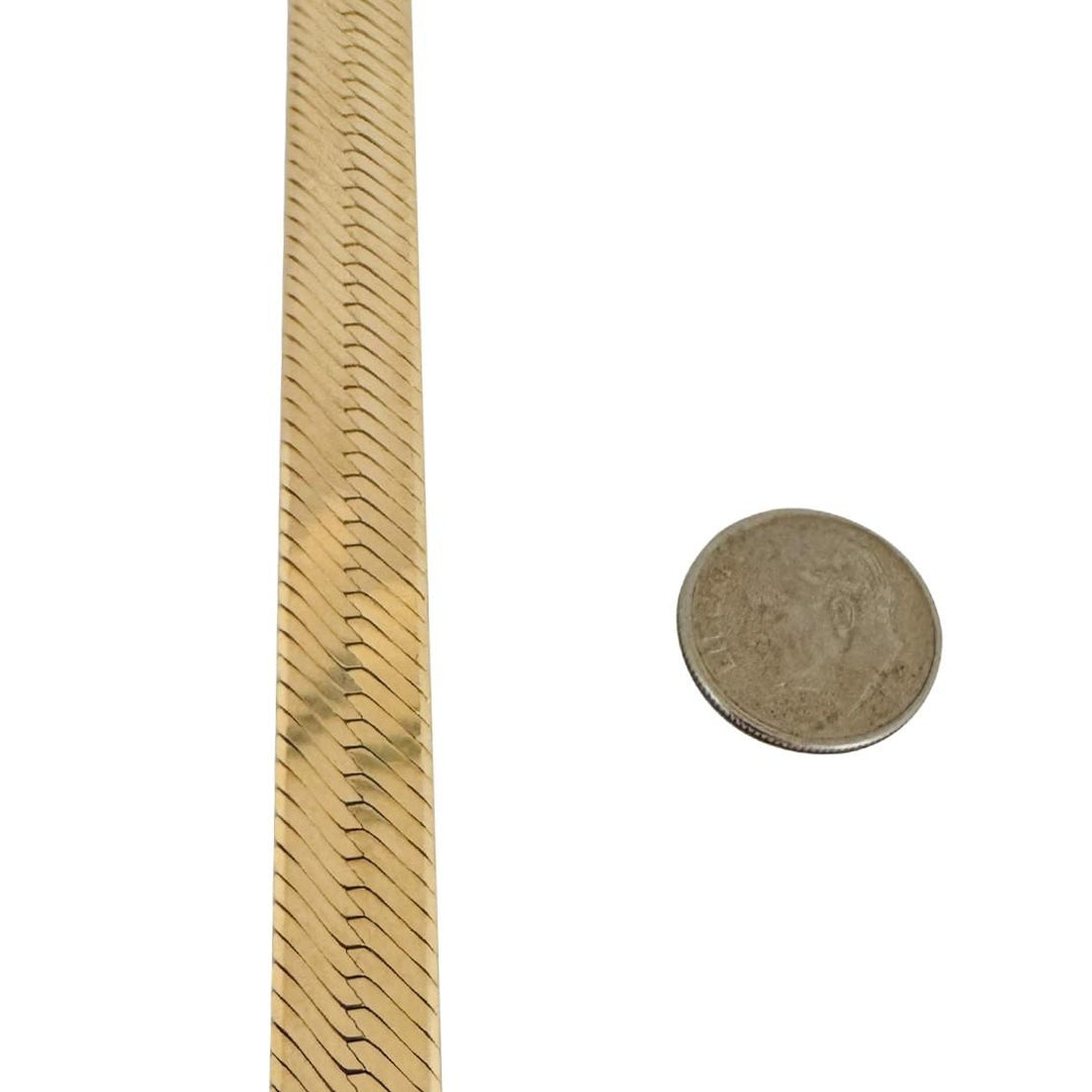 14k Yellow Gold 41.2g Solid Heavy 10mm Herringbone Link Necklace Italy 20"