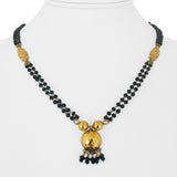 22k Yellow Gold and Black Bead 10.5g Ladies Fancy Link Necklace 17"