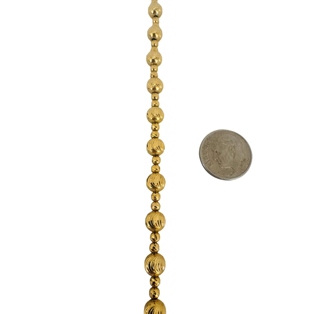 18k Yellow Gold 6.4g Ladies Vintage 6mm Moon Cut Beaded Ball Bracelet 6.5"