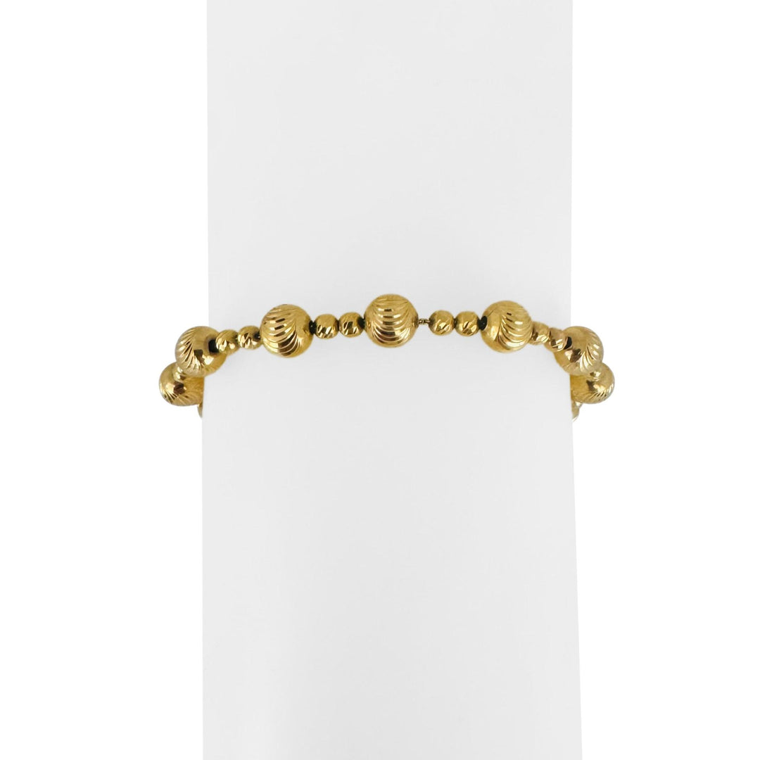 18k Yellow Gold 6.4g Ladies Vintage 6mm Moon Cut Beaded Ball Bracelet 6.5"