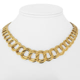 14k Yellow Gold 21g Ladies Hollow Graduated Double Curb Link Necklace Italy 16"