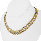 14k Yellow Gold 21g Ladies Hollow Graduated Double Curb Link Necklace Italy 16"