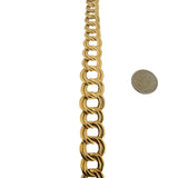 14k Yellow Gold 21g Ladies Hollow Graduated Double Curb Link Necklace Italy 16"