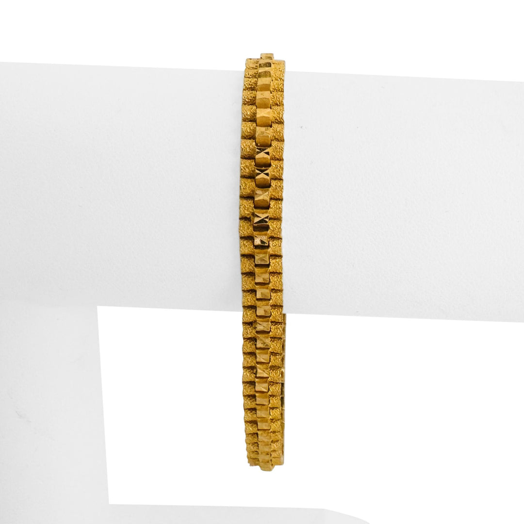 22k Yellow Gold 25g Solid Diamond Cut 6mm Fancy Link Bracelet 7"