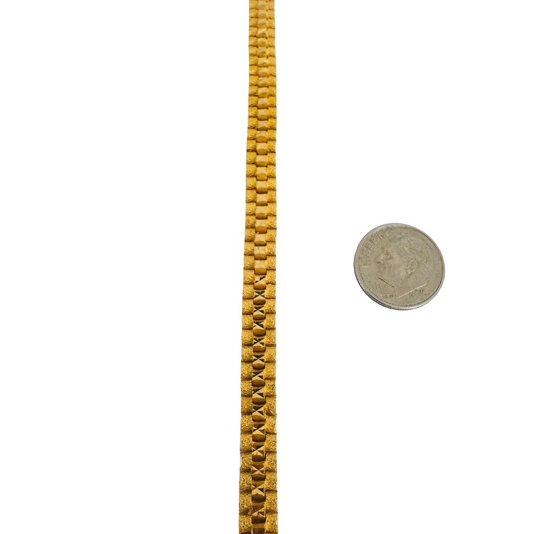 22k Yellow Gold 25g Solid Diamond Cut 6mm Fancy Link Bracelet 7"