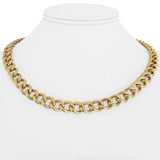 18k Yellow Gold 30g Hollow Vintage 8mm Ribbed Curb Link Necklace Italy 18"