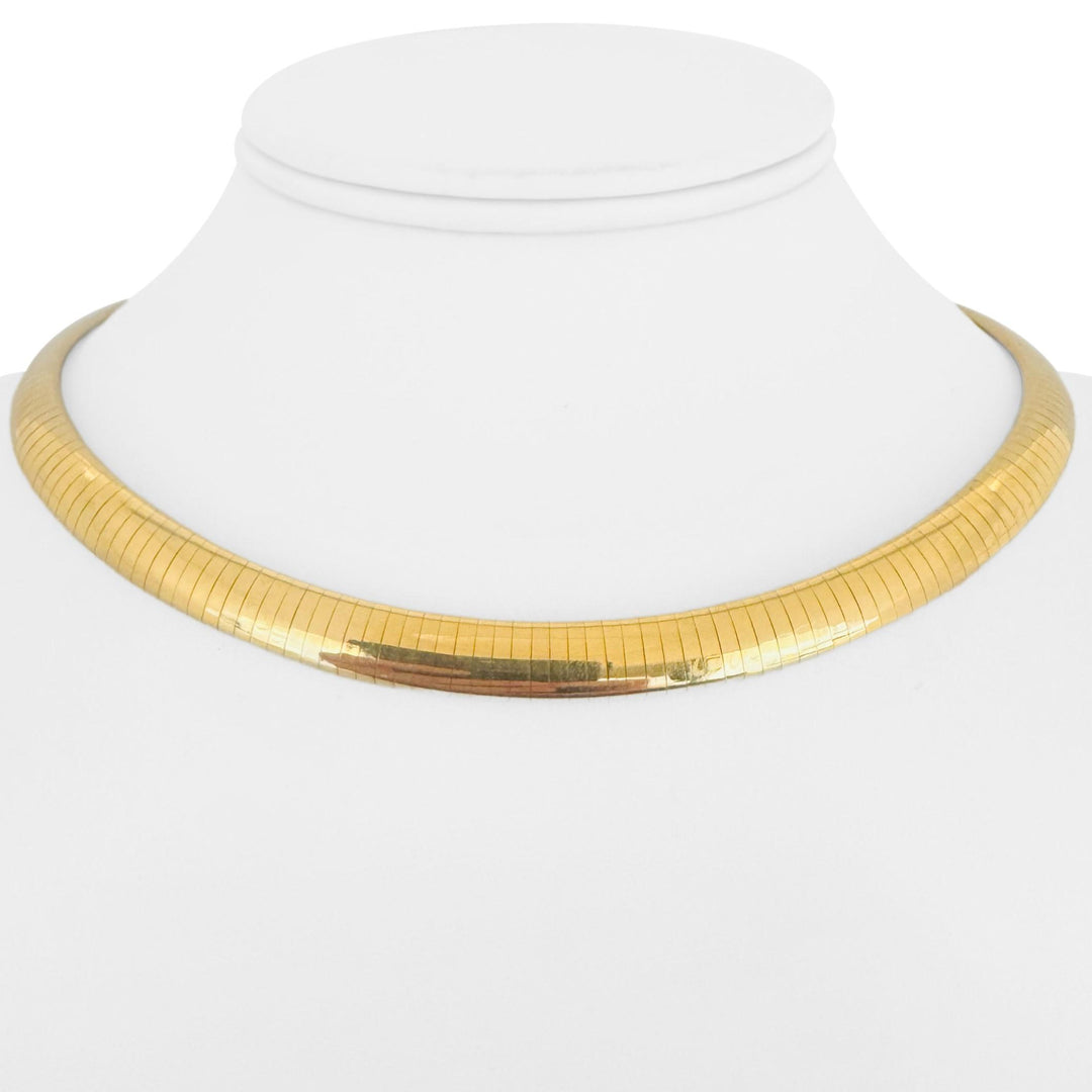 14k Yellow Gold 51g Solid Heavy 8mm Omega Link Necklace Italy 16"