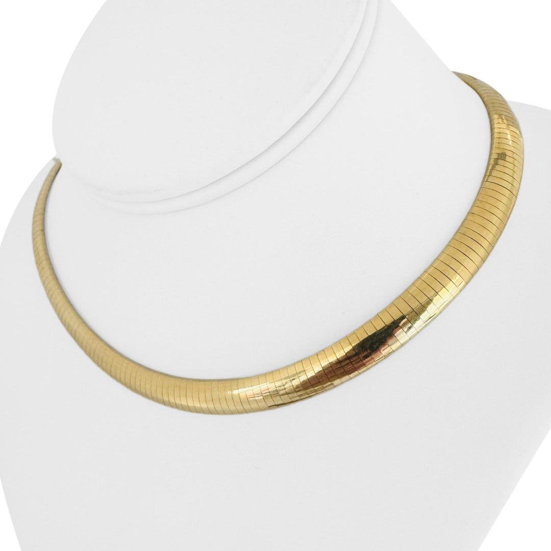 14k Yellow Gold 51g Solid Heavy 8mm Omega Link Necklace Italy 16"