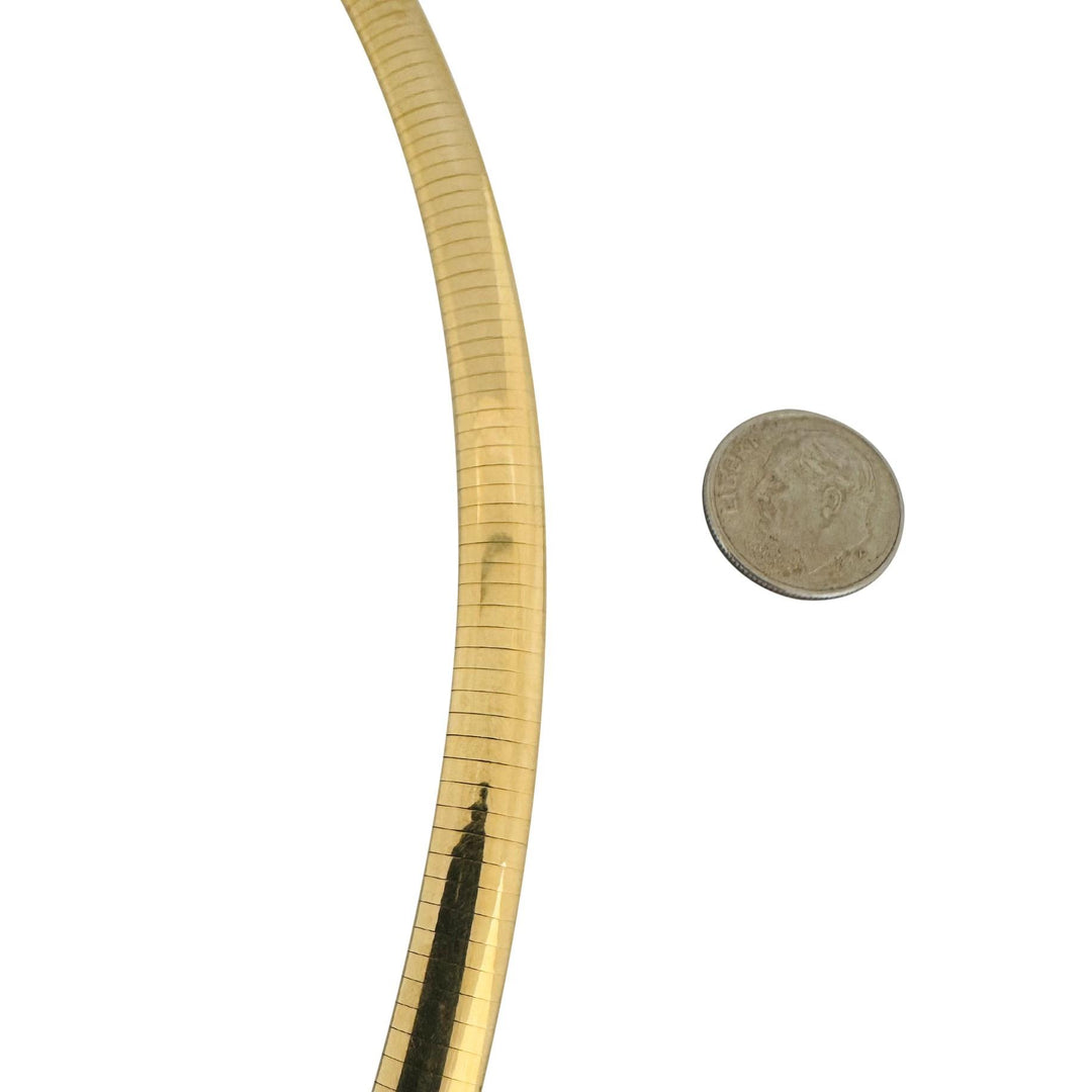 14k Yellow Gold 51g Solid Heavy 8mm Omega Link Necklace Italy 16"