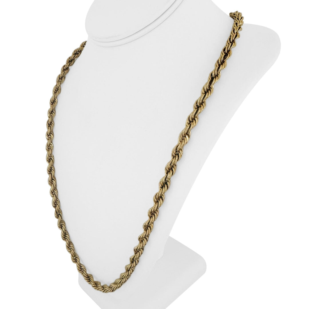 14k Yellow Gold 29.7g Hollow Vintage 6.5mm Rope Chain Necklace 28"