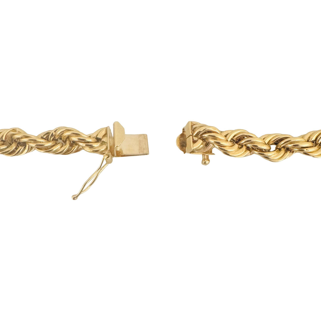 14k Yellow Gold 29.7g Hollow Vintage 6.5mm Rope Chain Necklace 28"