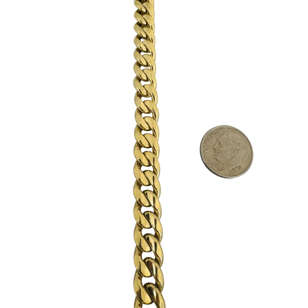 14k Yellow Gold 25.4g Hollow Thick 8.5mm Cuban Curb Link Chain Necklace 24"