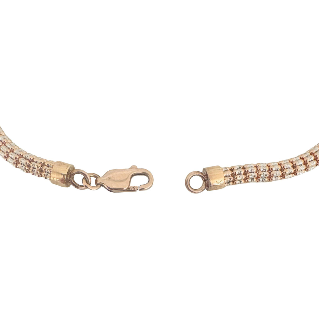 14k Rose and White Gold 13g Sparkling Men's 4.5mm Ice Barrel Link Bracelet 9"