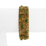 14k Yellow Gold and Cabochon Jade 28g Vintage Bar Link Bracelet 7"