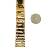 14k Yellow Gold and Cabochon Jade 28g Vintage Bar Link Bracelet 7"