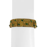 14k Yellow Gold and Cabochon Jade 28g Vintage Bar Link Bracelet 7"