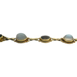 14k Yellow Gold Garnet Amethyst and Moonstone 16.2g Vintage Ladies Bracelet 7"