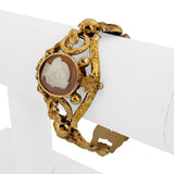 Antique 14k Yellow Gold 25.4g Fancy Link Cameo Bracelet 6.5"