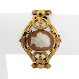 Antique 14k Yellow Gold 25.4g Fancy Link Cameo Bracelet 6.5"