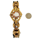 Antique 14k Yellow Gold 25.4g Fancy Link Cameo Bracelet 6.5"