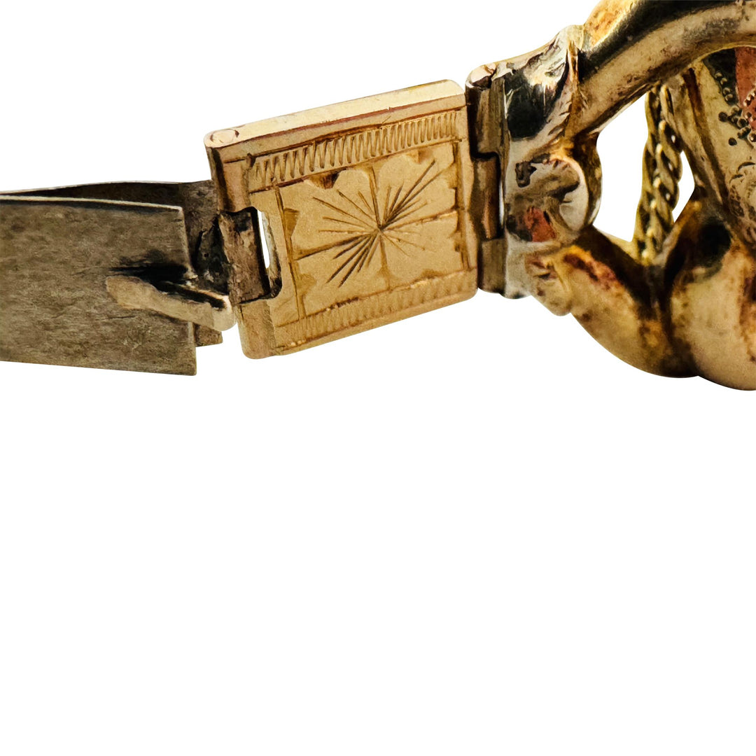 Antique 14k Yellow Gold 25.4g Fancy Link Cameo Bracelet 6.5"