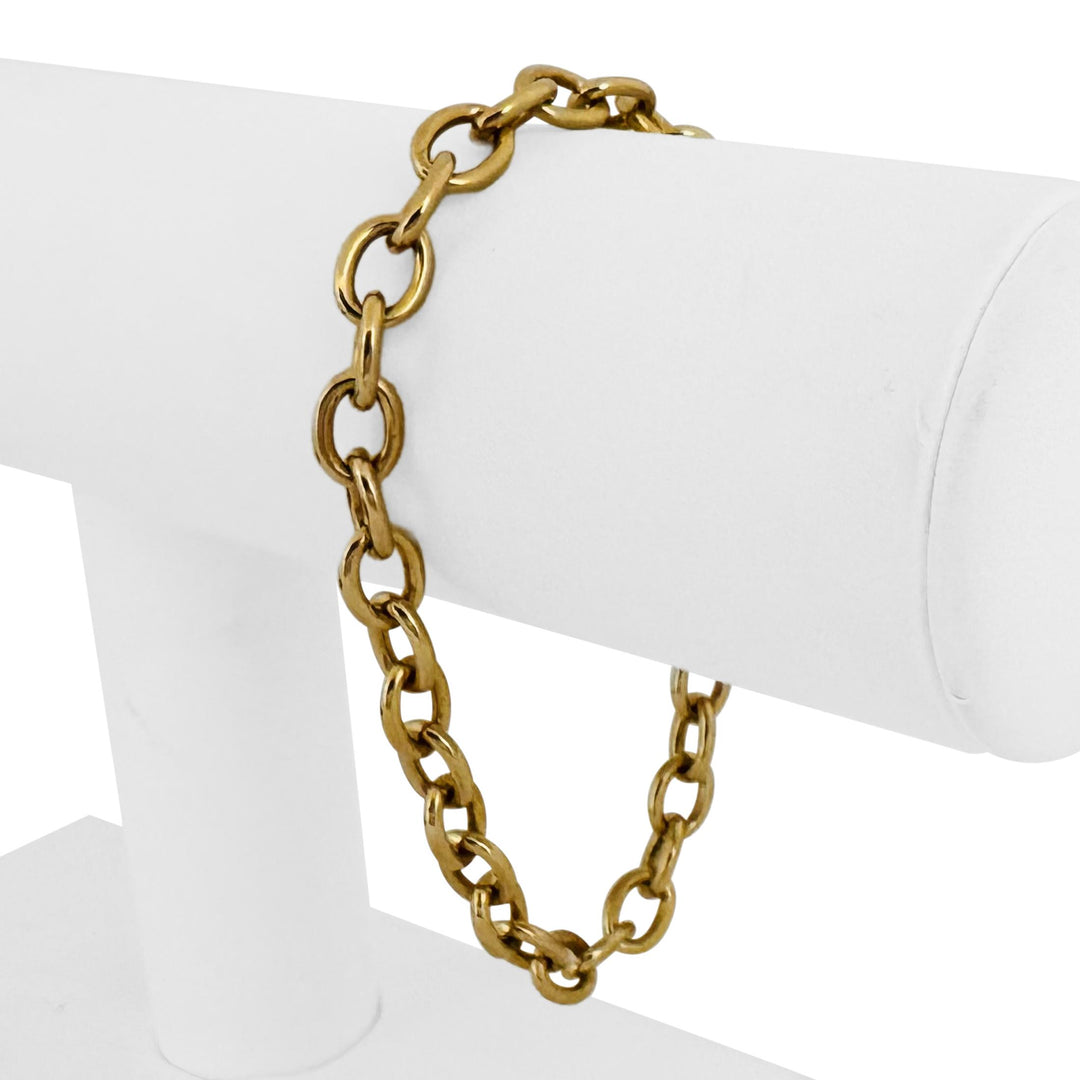 14k Yellow Gold 17.2g Solid Ladies 7mm Oval Link Cable Bracelet 7.5"