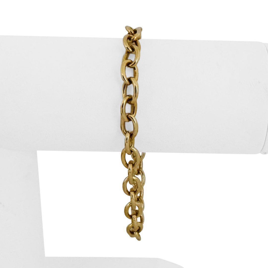 14k Yellow Gold 17.2g Solid Ladies 7mm Oval Link Cable Bracelet 7.5"
