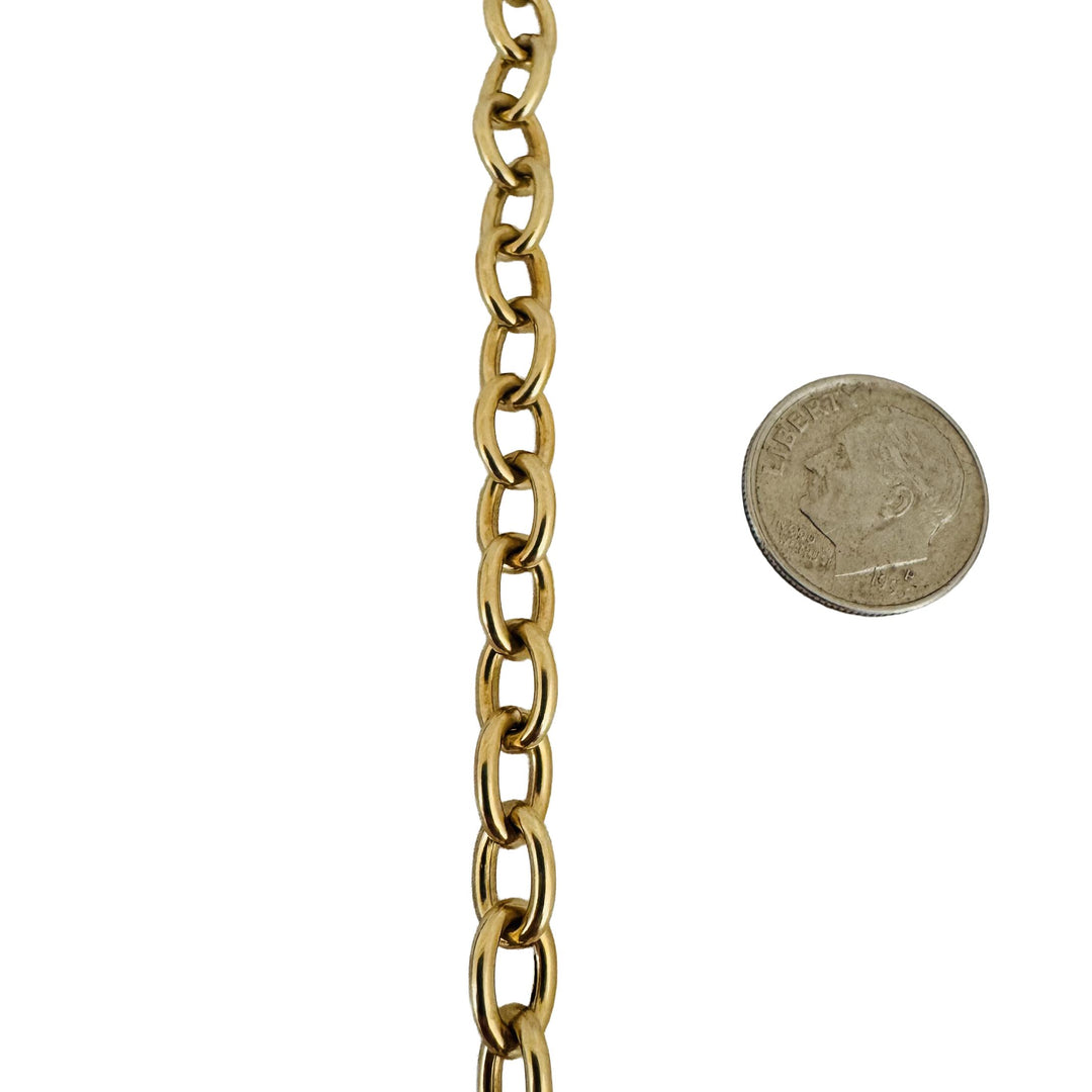 14k Yellow Gold 17.2g Solid Ladies 7mm Oval Link Cable Bracelet 7.5"