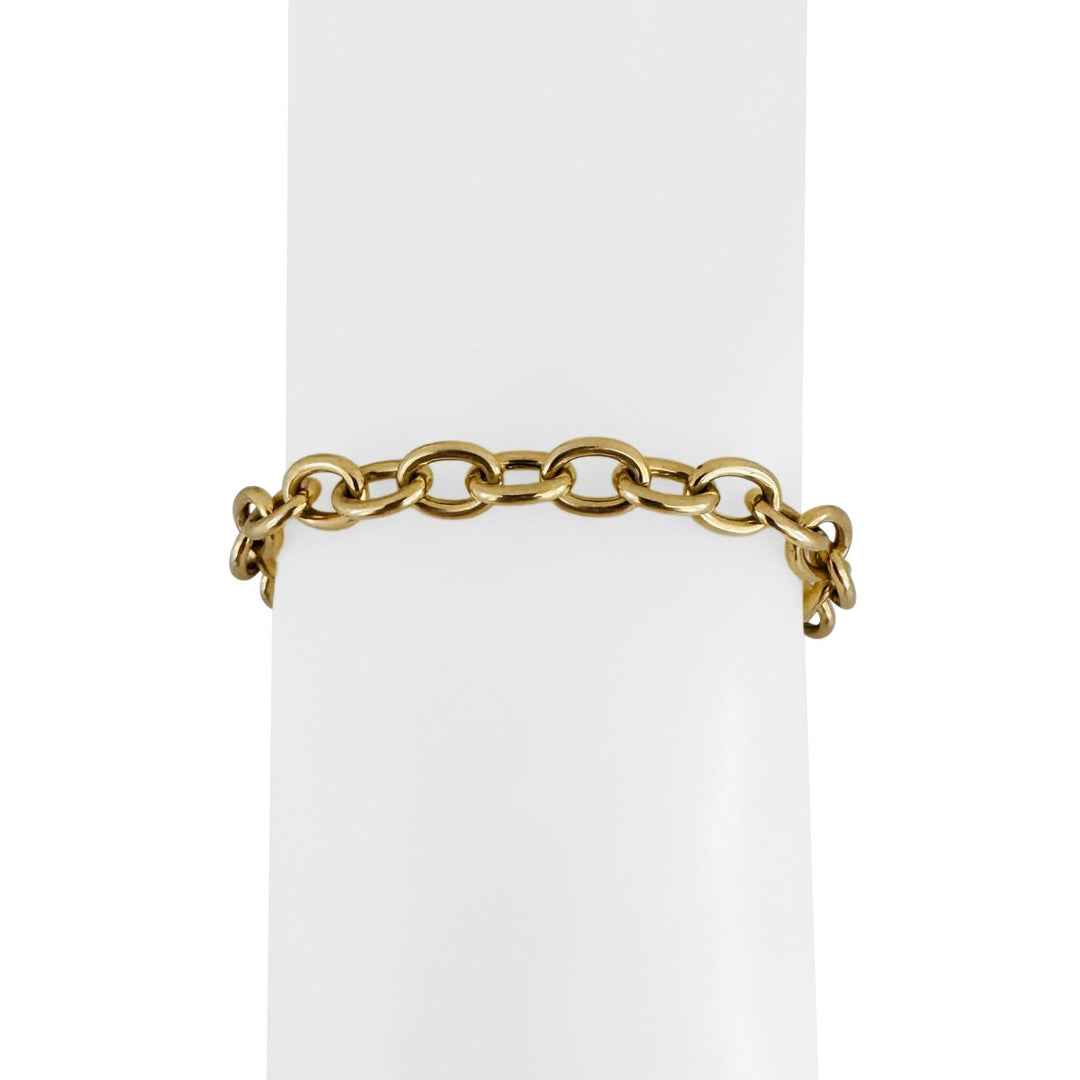 14k Yellow Gold 17.2g Solid Ladies 7mm Oval Link Cable Bracelet 7.5"
