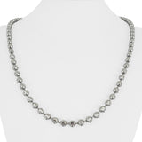 14k White Gold 34.3g Solid Heavy 5mm Moon Cut Ball Bead Necklace 22"