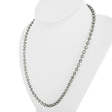 14k White Gold 34.3g Solid Heavy 5mm Moon Cut Ball Bead Necklace 22"