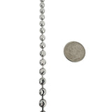 14k White Gold 34.3g Solid Heavy 5mm Moon Cut Ball Bead Necklace 22"