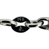 14k White Gold 34.3g Solid Heavy 5mm Moon Cut Ball Bead Necklace 22"