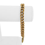 14k Yellow Gold 21.4g Vintage Curb Link Bracelet with Heart Charm Clasp 8"