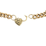 14k Yellow Gold 21.4g Vintage Curb Link Bracelet with Heart Charm Clasp 8"