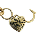 14k Yellow Gold 21.4g Vintage Curb Link Bracelet with Heart Charm Clasp 8"