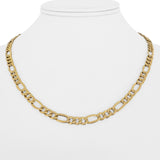 14k Yellow Gold 8.6g Hollow Polished 6mm Figaro Link Chain Necklace Italy 18"