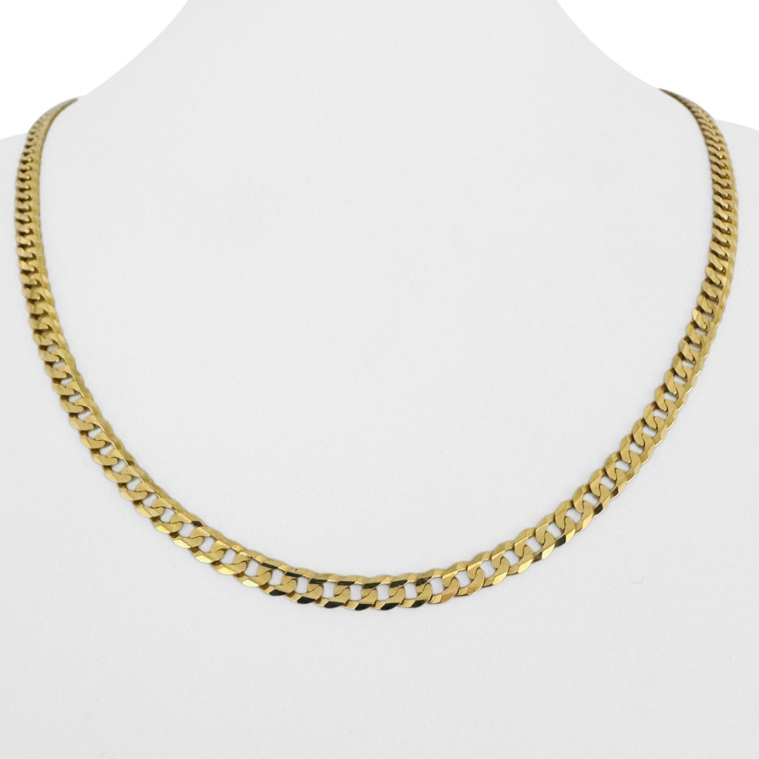 14k Yellow Gold 12.3g Solid Flat 4mm Curb Link Chain Necklace 20"