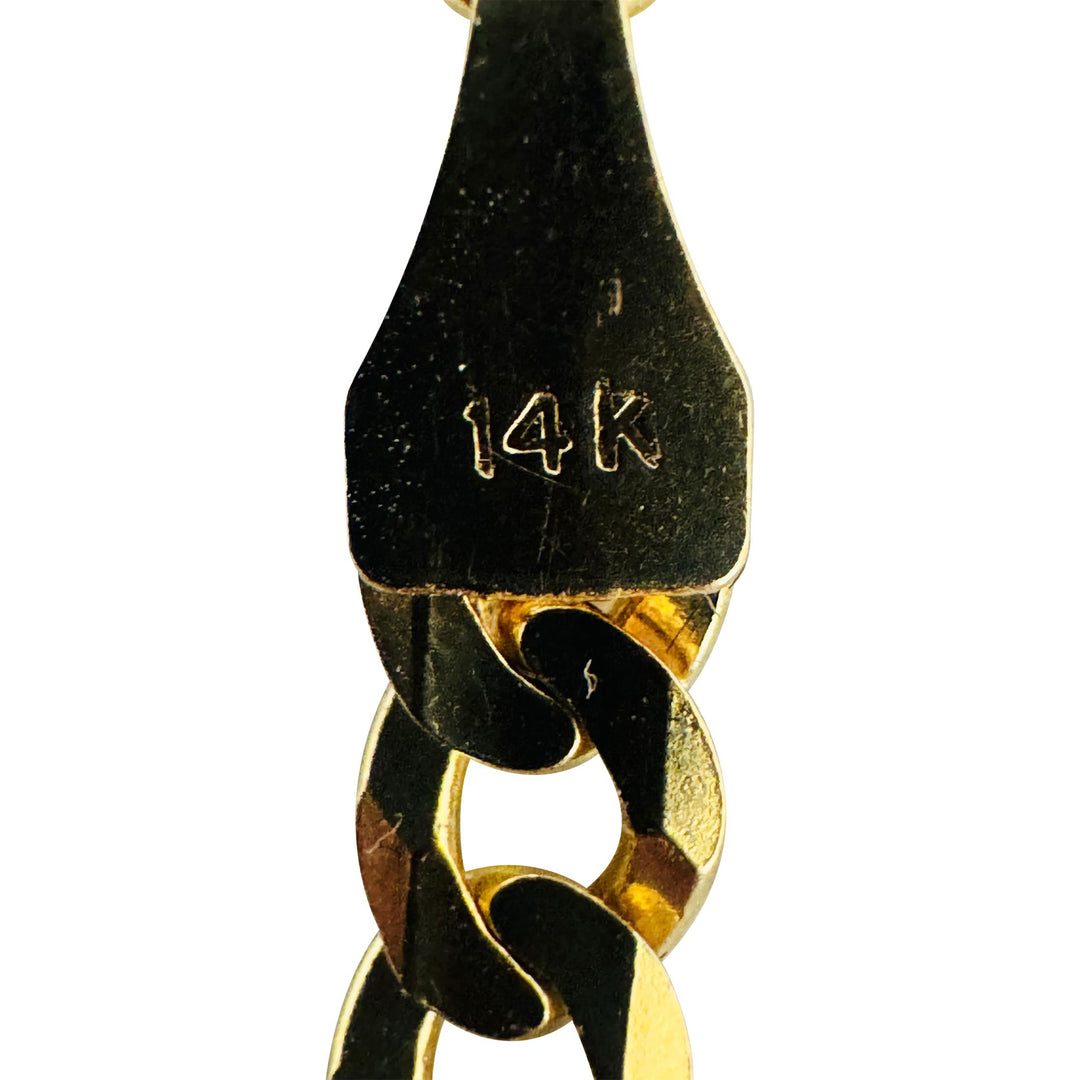 14k Yellow Gold 12.3g Solid Flat 4mm Curb Link Chain Necklace 20"