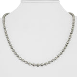 14k White Gold 24.6g Solid Heavy 4mm Moon Cut Ball Bead Necklace 20"