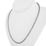 14k White Gold 24.6g Solid Heavy 4mm Moon Cut Ball Bead Necklace 20"