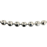 14k White Gold 24.6g Solid Heavy 4mm Moon Cut Ball Bead Necklace 20"