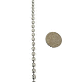 14k White Gold 24.6g Solid Heavy 4mm Moon Cut Ball Bead Necklace 20"