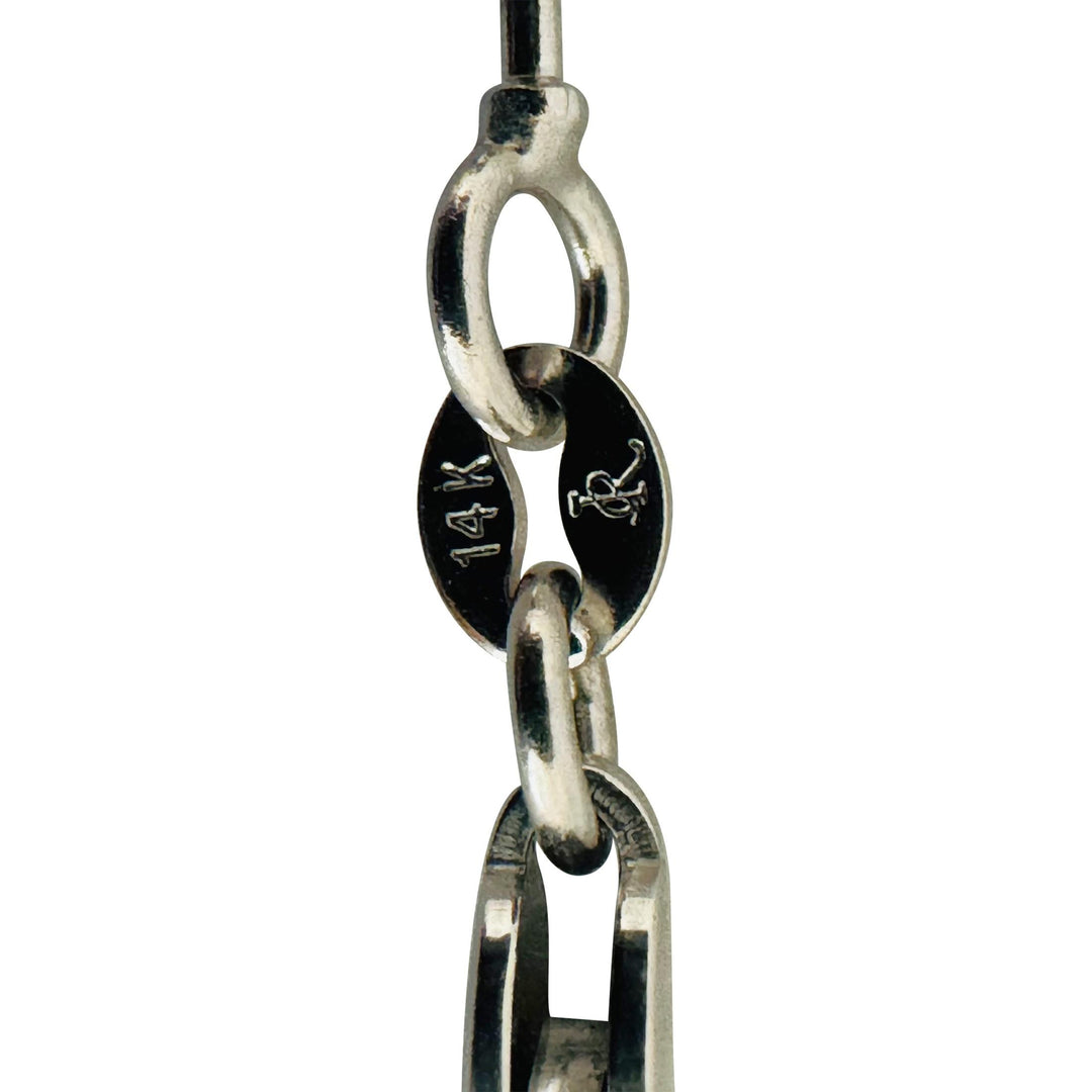 14k White Gold 24.6g Solid Heavy 4mm Moon Cut Ball Bead Necklace 20"