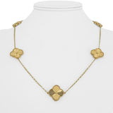 14k Yellow Gold 14g Laides Cable Link Clover Motif Necklace 17" or 19"