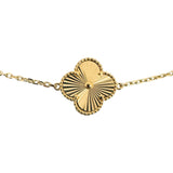 14k Yellow Gold 14g Laides Cable Link Clover Motif Necklace 17" or 19"