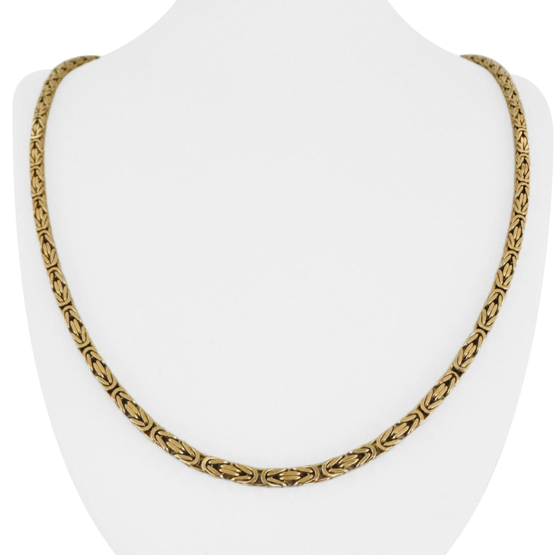 14k Yellow Gold 44.7g Solid Heavy Squared Byzantine Link Chain Necklace 24"