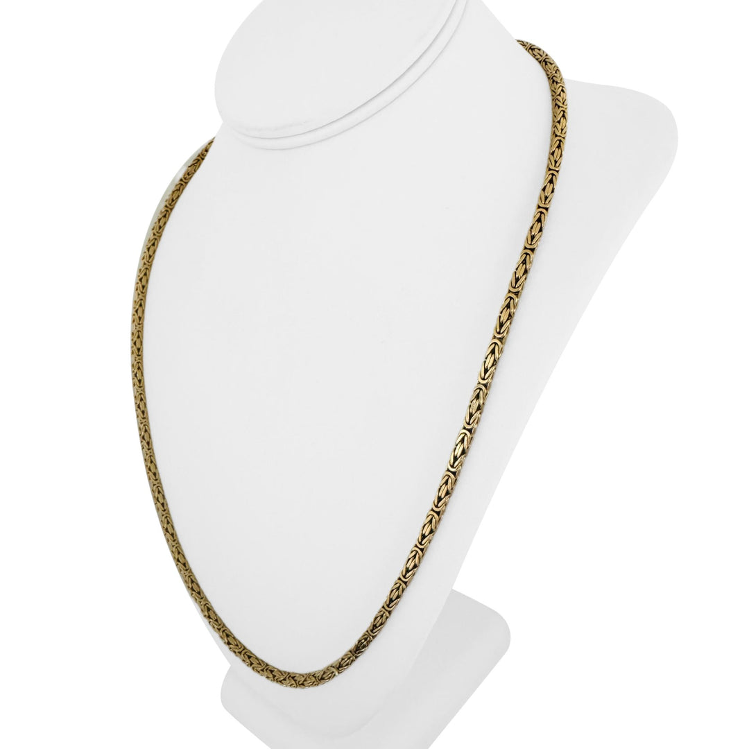 14k Yellow Gold 44.7g Solid Heavy Squared Byzantine Link Chain Necklace 24"